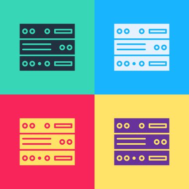 Pop Art Server, Data, Web sunucu simgesi renk arkaplanında izole edildi. Vektör İllüstrasyonu