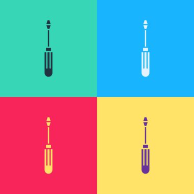 Pop Art Tornavida simgesi renk arkaplanında izole edildi. Servis aracı sembolü. Vektör İllüstrasyonu