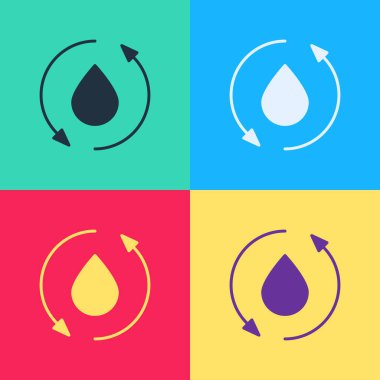 Pop Art Oil damlası simgesi renk arkaplanında izole edildi. Vektör İllüstrasyonu