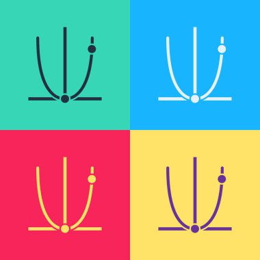 Pop sanat grafiği, çizelge, grafik, diyagram, bilgi grafiği, turta grafik simgesi renk arkaplanında izole. Vektör İllüstrasyonu