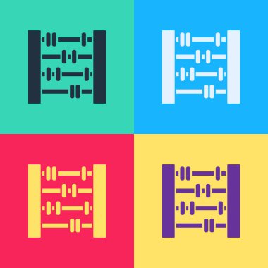 Pop Art Abaküs simgesi renk arkaplanında izole edildi. Geleneksel sayım çerçevesi. Eğitim işareti. Matematik okulu. Vektör İllüstrasyonu