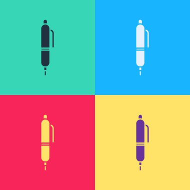 Pop Art Pen simgesi renk arkaplanında izole edildi. Vektör İllüstrasyonu