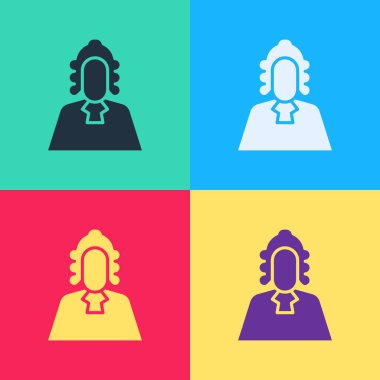 Pop Art Judge simgesi renk arkaplanında izole edildi. Vektör İllüstrasyonu