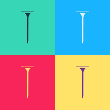 Pop Art Metalik tırnak simgesi renk arkaplanında izole edildi. Vektör İllüstrasyonu