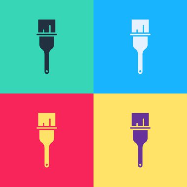 Pop sanat fırçası ikonu renk arkaplanında izole edilmiş. Vektör İllüstrasyonu