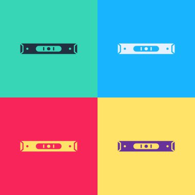 Pop Art İnşaat balon seviyesi simgesi renk arkaplanında izole edildi. Supaslar, ölçüm aletleri, ölçüm aletleri. Vektör İllüstrasyonu