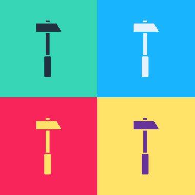 Pop Art Hammer simgesi renk arkaplanında izole edildi. Tamir için bir araç. Vektör İllüstrasyonu