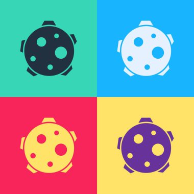 Pop Art Planet simgesi renk arkaplanında izole edildi. Vektör İllüstrasyonu