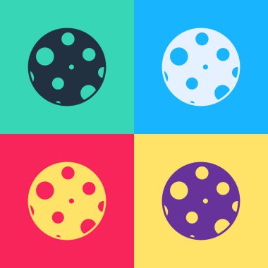 Pop Art Moon simgesi renk arkaplanında izole edildi. Vektör İllüstrasyonu