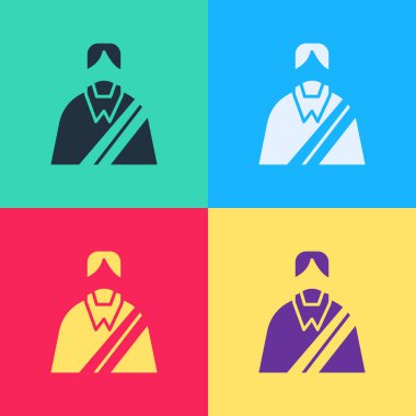 Pop Art Jesus Christ simgesi renk arkaplanında izole edilmiş. Vektör İllüstrasyonu