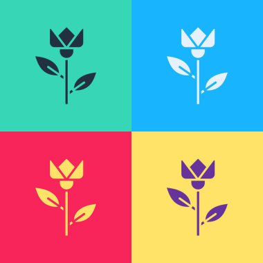 Pop Art Flower lale simgesi renk arkaplanında izole edildi. Vektör İllüstrasyonu