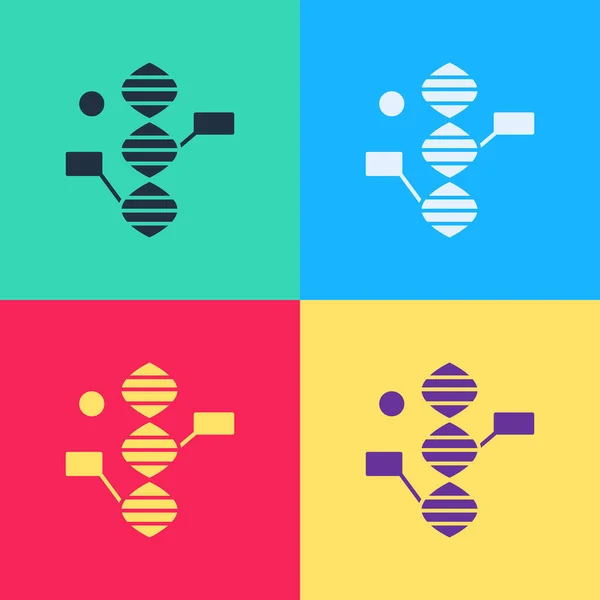 Pop art icona simbolo del DNA isolato su sfondo a colori. Illustrazione vettoriale — Vettoriale Stock