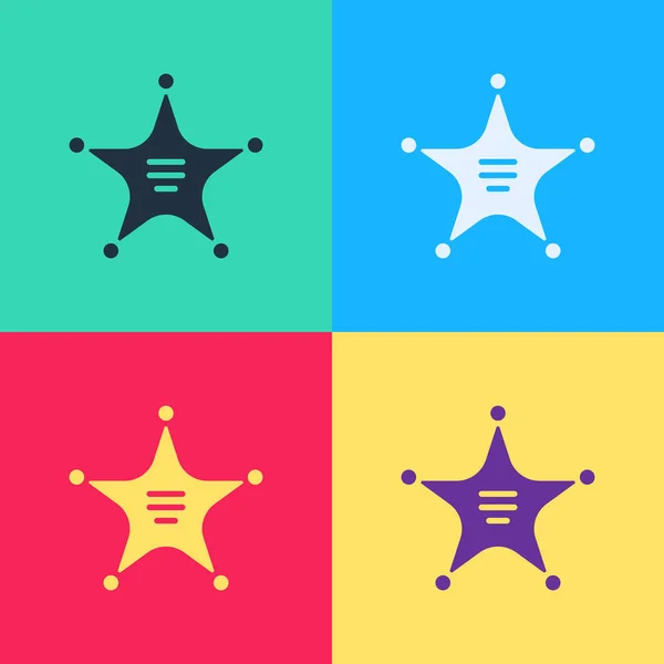 Pop art Hexagram ikona szeryfa izolowane na tle koloru. Ikona odznaki policji. Ilustracja wektora — Wektor stockowy