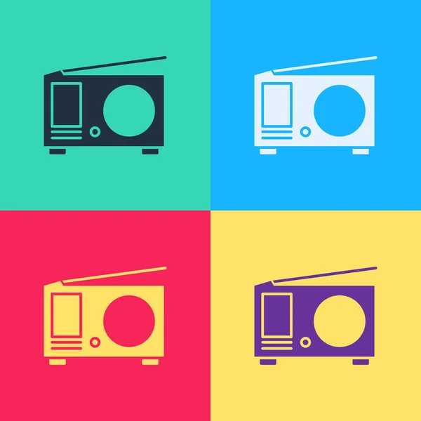 Pop art Radio avec icône d'antenne isolée sur fond de couleur. Illustration vectorielle — Image vectorielle