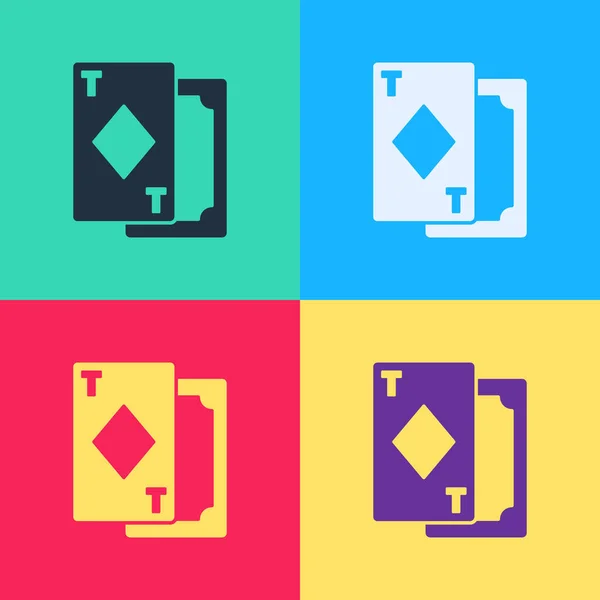 Поп-арт Піктограма гральних карт ізольована на кольоровому фоні. Азартні ігри в казино. Векторна ілюстрація — стоковий вектор