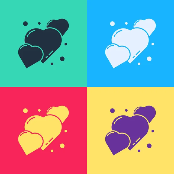 Pop konst Heart ikonen isolerad på färg bakgrund. Romantisk symbol länkad, gå, passion och bröllop. 8 mars. Glad kvinnodag. Vektor Illustration — Stock vektor
