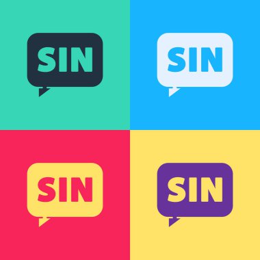 Pop art Matematik fonksiyonu sinüs simgesi renk arkaplanında izole. Vektör İllüstrasyonu