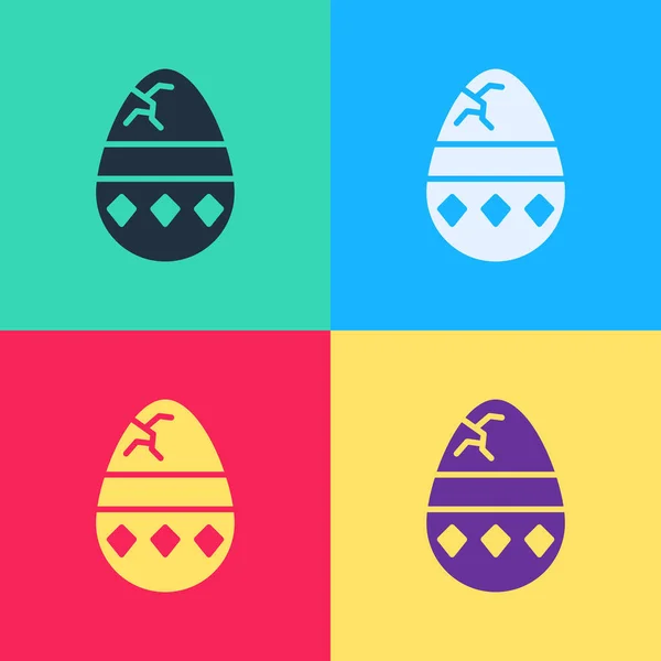 Поп-арт Разбитое яйцо значок изолирован на цветном фоне. Счастливой Пасхи. Векторная миграция — стоковый вектор