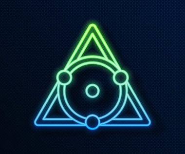 Mavi zemin üzerinde izole edilmiş fonksiyon matematiksel ikonu olan parlak neon çizgi kireçtaşı. Okul karatahtası. Vektör İllüstrasyonu