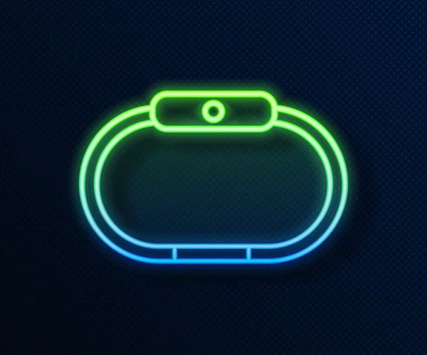 Icono brillante línea de neón Smartwatch aislado sobre fondo azul. Ilustración vectorial — Archivo Imágenes Vectoriales