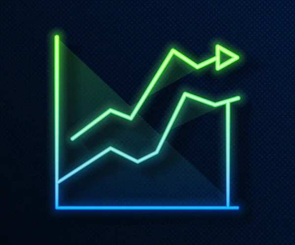 Žhnoucí neonová čára Zvýšení ceny ropy ikona izolované na modrém pozadí. Koncept krize ropného průmyslu. Vektorová ilustrace — Stockový vektor