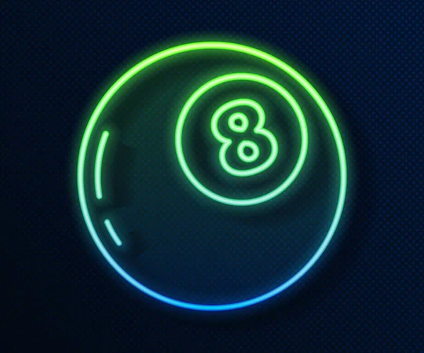 Glowing neon line Magic ball of predictions for decision-making icon isolated on blue background. Bola kristal. Ilustrasi Vektor - Stok Vektor