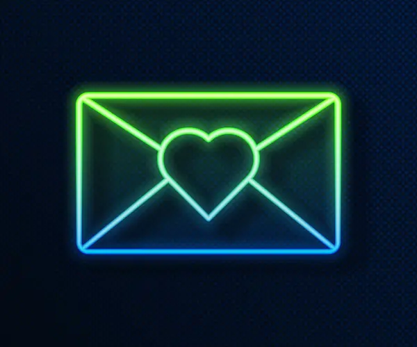 밝은 네온 선 봉투와 3 월 8 일의 아이콘 이 파란색 배경에 분리되었다. 메시지 사랑. 편지 사랑 과 로맨스. 국제적으로 행복 한 여성의 날. 벡터 일러스트 — 스톡 벡터