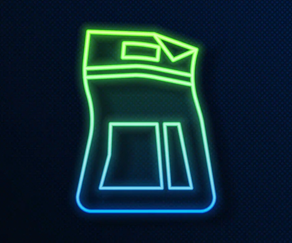 Leuchtende Neon-Linie Cement Bag Symbol isoliert auf blauem Hintergrund. Vektorillustration — Stockvektor