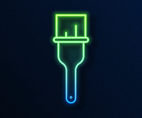 Leuchtende Neon-Linie Pinselsymbol isoliert auf blauem Hintergrund. Vektorillustration — Stockvektor