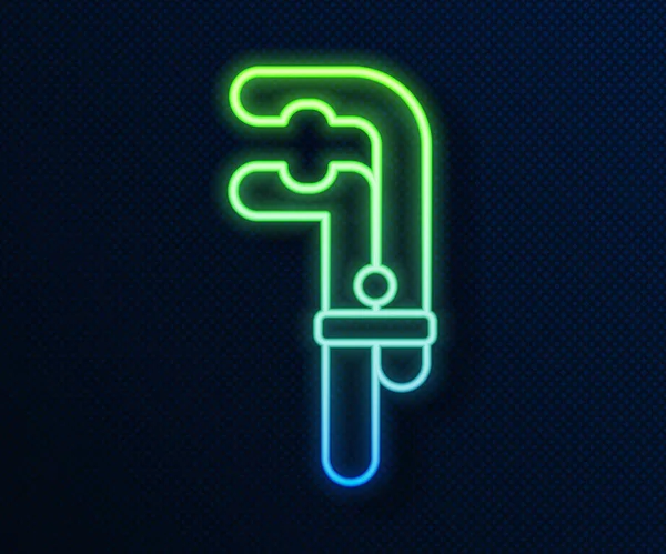 Glowing neon line Clamp tool icon isolated on blue background. Locksmith tool. Vector Illustration — Stock Vector