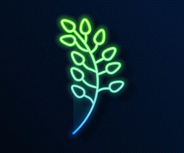 Ligne lumineuse néon Icône de feuille de saule isolé sur fond bleu. Illustration vectorielle — Image vectorielle