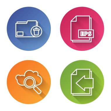 Satır Sil dizinini, EPS dosya belgesini, Arama Bulutu hesaplamasını ve Sonraki sayfa okunu ayarla. Renkli daire düğmesi. Vektör