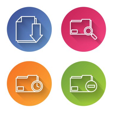 İndirme ile satır Belgesi, dizin ile arama kavramı, saat ile belge dizini ve eksi ile Belge dizini ayarlayın. Renkli daire düğmesi. Vektör