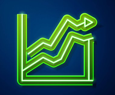 Parlayan neon hattı petrol fiyat artışı ikonu mavi arka planda izole edildi. Petrol endüstrisi krizi konsepti. Vektör İllüstrasyonu
