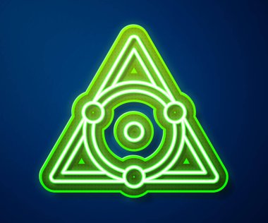 Mavi zemin üzerinde izole edilmiş fonksiyon matematiksel ikonu olan parlak neon çizgi kireçtaşı. Okul karatahtası. Vektör İllüstrasyonu