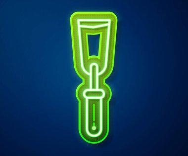 Parlayan neon çizgisi macun bıçağı ikonu mavi arkaplanda izole edildi. Spatula tamir aleti. Yağma ya da boya aletleri. Vektör İllüstrasyonu