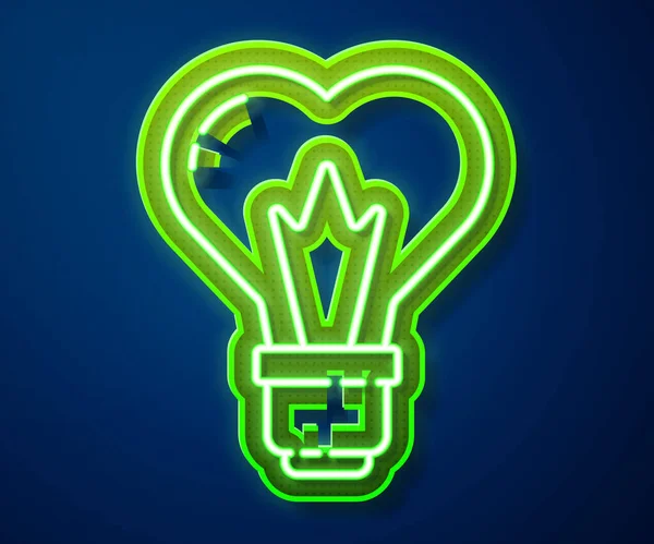 Glowing neon line Heart shape in a light bulb icon isolated on blue background. Love symbol. 8 March. International Happy Women Day. Vector Illustration — Stock Vector