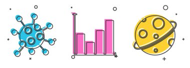 Bakteri, pasta grafiği bilgisini ve gezegen simgesini ayarla. Vektör