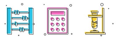 Abaküs, Hesap Makinesi ve Cam deney tüpünü ateş ikonuna ayarla. Vektör