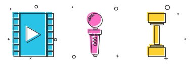 Oyun videosu, oyun makinesi ve Dumbbell simgesi için Joystick 'i ayarla. Vektör