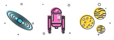 Gezegen, Robot ve Gezegen simgesini ayarla. Vektör