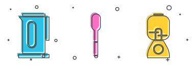 Kettle 'ı sapla, kaşık ve blender simgesiyle ayarla. Vektör