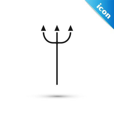 Gri Neptün Trident simgesi beyaz arkaplanda izole edildi. Vektör İllüstrasyonu