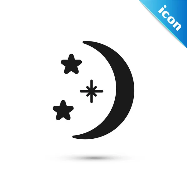 Szary księżyc i gwiazdy ikona na białym tle. Ilustracja wektorowa — Wektor stockowy