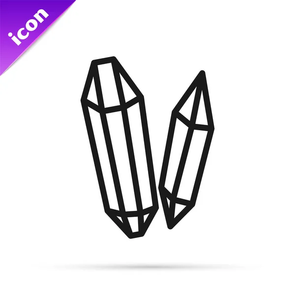 Fekete vonal Magic kő ikon elszigetelt fehér háttérrel. Fantasy kristály. Ékszer ékkő a játékhoz. Vektorillusztráció — Stock Vector