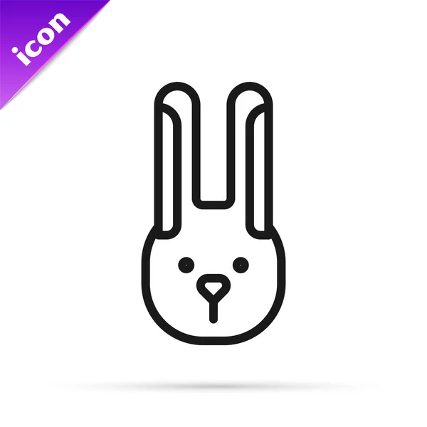 Black line Rabbit with ears icon isolated on white background. Magic trick. Mystery entertainment concept. Vector Illustration — Stock Vector