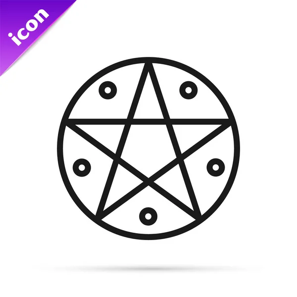 白い背景に隔離された円のアイコン内の黒い線のPentagram 。魔法のオカルトスターシンボル。ベクターイラスト — ストックベクタ