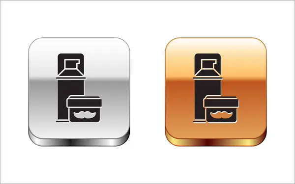 Black Shaving gel foam icon isolated on white background. Shaving cream. Silver-gold square button. Vector Illustration — Stock Vector