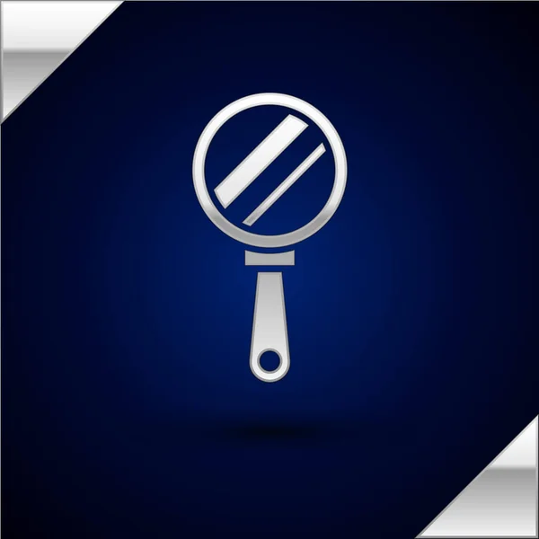 Icono de espejo Silver Hand aislado sobre fondo azul oscuro. Ilustración vectorial — Archivo Imágenes Vectoriales