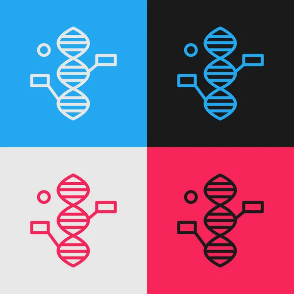 Pop art line DNA symbol icon isolated on color background. Vector Illustration — Stock Vector